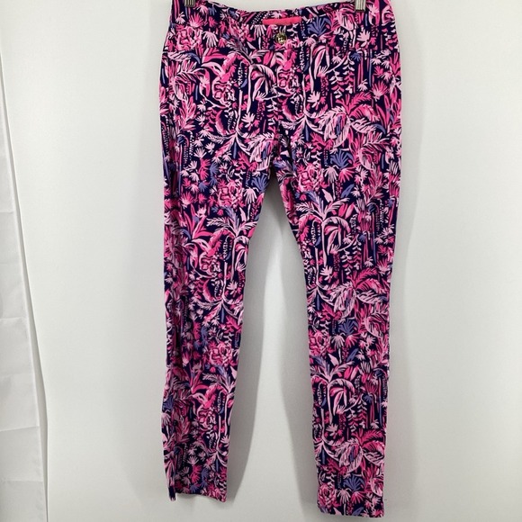 LILLY PULITZER Kelly Skinny Ankle Pant Bright Navy Swing of Things Sz 4 - Picture 2 of 9